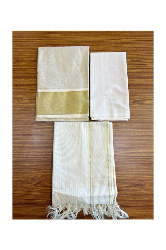 19% Discount !! Kaitharikada Traditional Kerala Style - Churidar Suit Material - Pure Tissue Cotton - With Kasavu - 1KK4001VIN