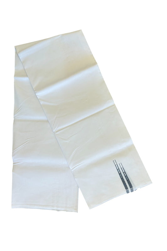 NEW!! 31% DISCOUNT !!  KaithariKada Balaramapuram 100% Cotton PURE WHITE Single Mundu/Dhoti-100x100 1.cm  Puliyilakkara Double Chutty Black Kara - 1KK481ASH