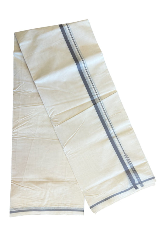 28% DISCOUNT! KaithariKada Balaramapuram 100% Cotton Double Off white - (Unbleached) - Mundu/Dhoti- 100x100 - 0.5 inch Chutty Puliyilakkara Ash Kara - 75