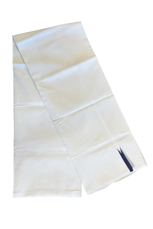 19% DISCOUNT ! KaithariKada Balaramapuram 100%  COTTON  DOUBLE PURE WHITE Mundu/Dhoti - 100X100 - 1 cm Puliyilakkara Navy Blue Chutty - 1KK5066KK