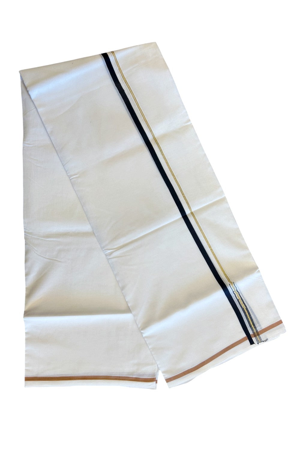 15% DISCOUNT!! KaithariKada Balaramapuram 100% Cotton PURE WHITE Double Mundu/Dhoti - 100x100  Puliyilakkara kasavu Black chutty - 1KK5067KK