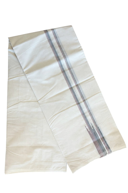 SHORT DHOTI SPECIAL! Kaitharikada.com - 19% Discount! Balaramapuram Double Off white - (Unbleached) Mundu/Dhoti - 100X100 - 1 inch Puliyilakkara Maroon & Black Striped Chutty Kara - 1KK5080ASH