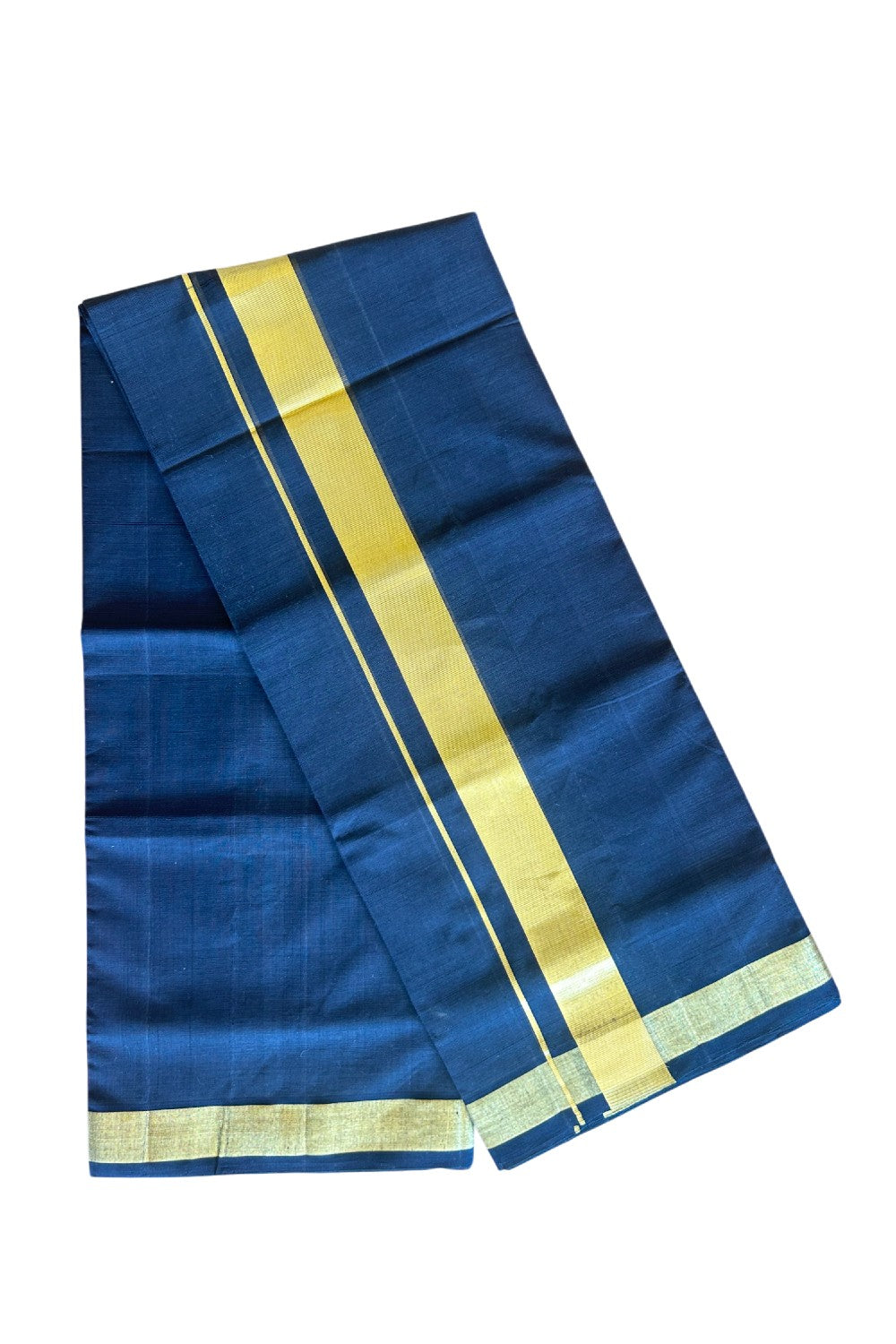 36% Discount! KaithariKada Handloom Unakkupaav Balaramapuram - 100% Cotton Double Mundu/Dhoti - Black colour Body & 1.75 Inch kasavu kara - 1KK5121ABH