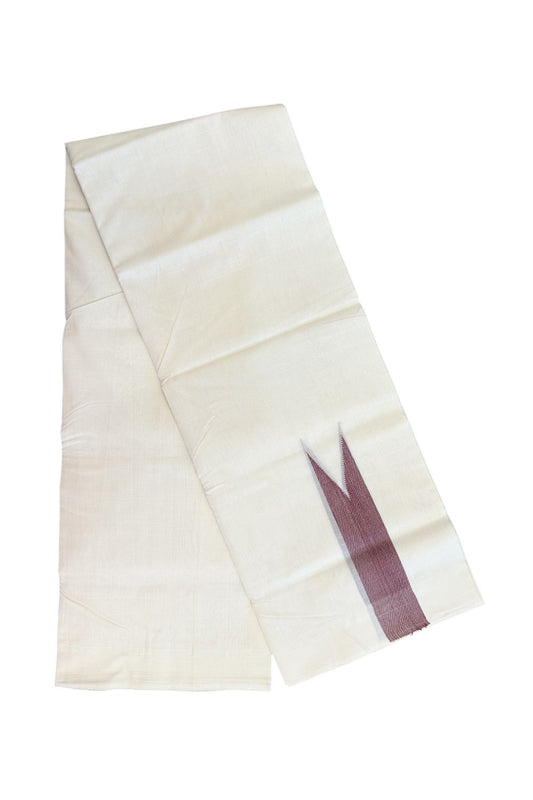 37% Discount !! KaithariKada HANDLOOM Unakkupaav Balaramapuram - 100% PURE Cotton Off White - (Unbleached) Double Mundu/Dhoti - 100x100 - 1.75 Inch Maroon Chutty Kara- 1KK5141ABH