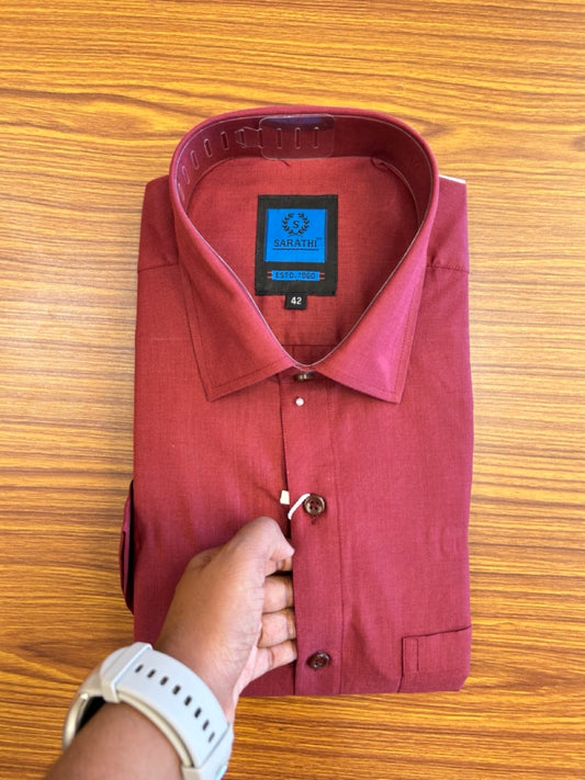 10%DISCOUNT!  NEW !! Kaitharikada-  Cotton Sarathi SHADED MAROON  HALF Sleeve Shirt.- 1KK6014SAR