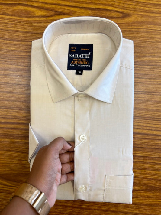 10% Discount ! NEW !! Kaitharikada - 100% Pure Cotton BEIGE COLOUR SARATHI The Authentic Quality Clothing  HALF Sleeve shirt.- 1KK6015SAR