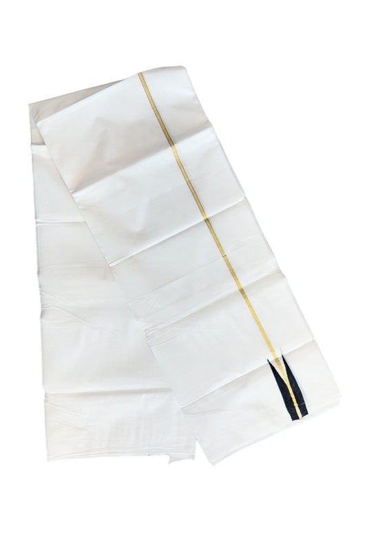 15% DISCOUNT!! KaithariKada Balaramapuram 100% Cotton PURE WHITE Double Mundu/Dhoti-100x100  1 Inch HANDLOOM  Puliyilakkara  BLACK AND KASAVU Chutty Pattern KARA-KK47ASH-1.