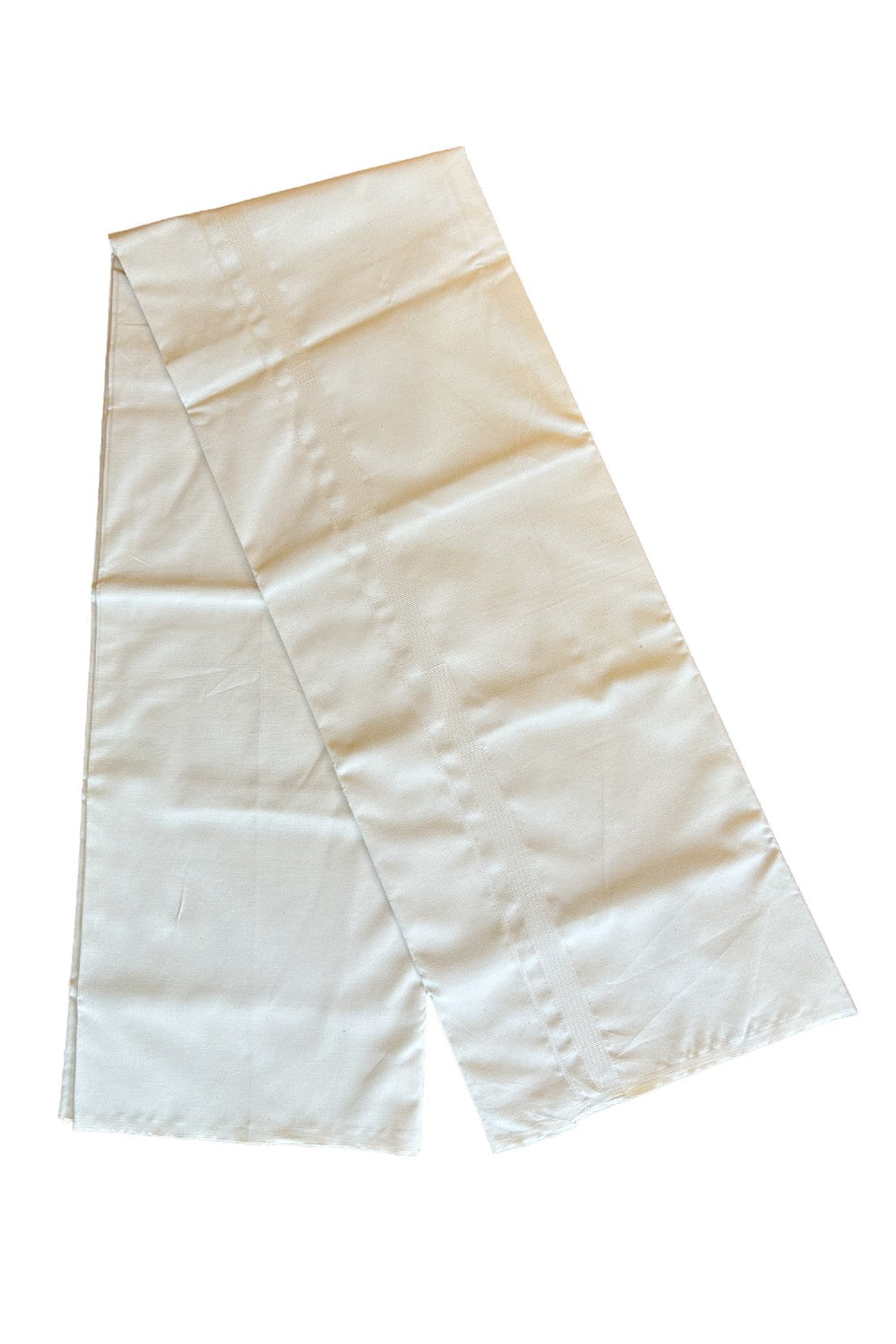 22% DISCOUNT ! KaithariKada Balaramapuram 100%  COTTON SINGLE OFF WHITE (Unbleached) Mundu/Dhoti-100X100- 1.25 inch White Kara- 1KK466ASH