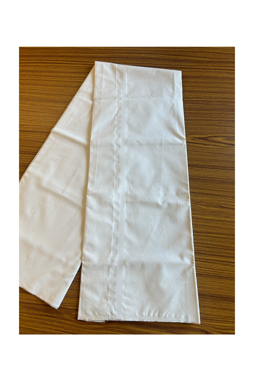 22% DISCOUNT ! KaithariKada Balaramapuram 100%  COTTON SINGLE OFF WHITE (Unbleached) Mundu/Dhoti-100X100- 1.25 inch White Kara- 1KK466ASH