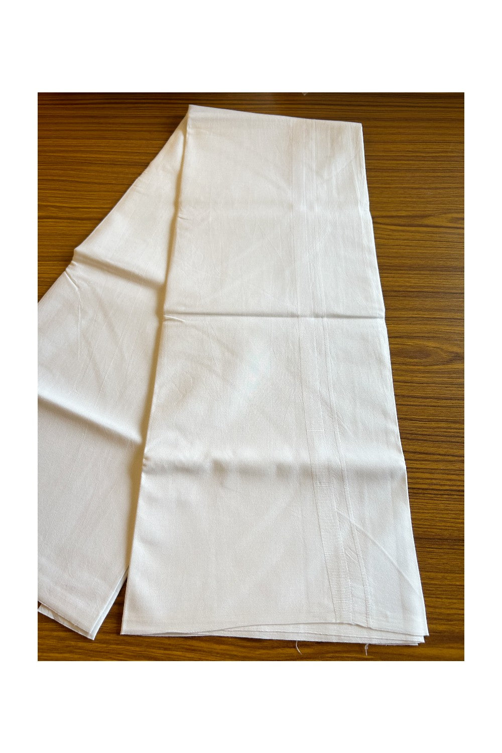 21% DISCOUNT ! KaithariKada Balaramapuram 100%  COTTON SINGLE PURE WHITE Mundu/Dhoti-100X100- 1.25 inch White Kara- 1KK5009ASH