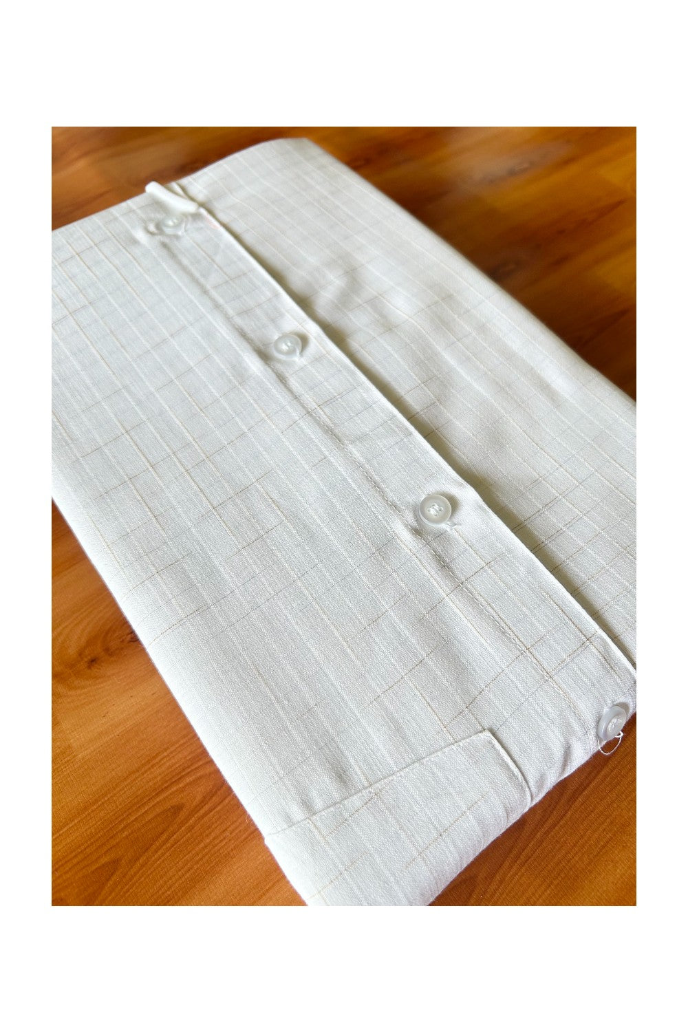 NEW!! Kaitharikada- 100% Cotton PURE WHITE Yellow Striped Authentic Half Sleeve shirt - 1KK6000AUTH