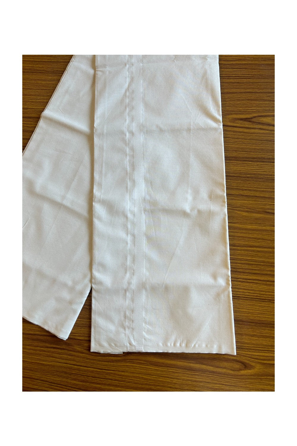 22% DISCOUNT ! KaithariKada Balaramapuram 100%  COTTON SINGLE OFF WHITE (Unbleached) Mundu/Dhoti-100X100- 1.25 inch White Kara- 1KK466ASH