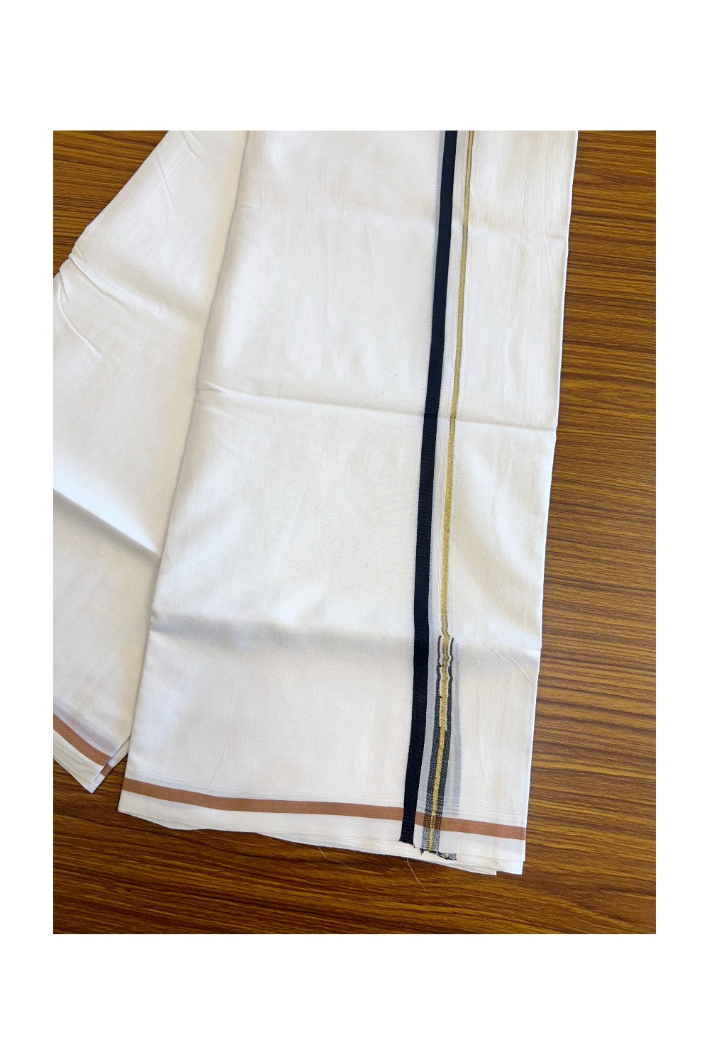 15% DISCOUNT!! KaithariKada Balaramapuram 100% Cotton PURE WHITE Double Mundu/Dhoti - 100x100  Puliyilakkara kasavu Black chutty - 1KK5067KK