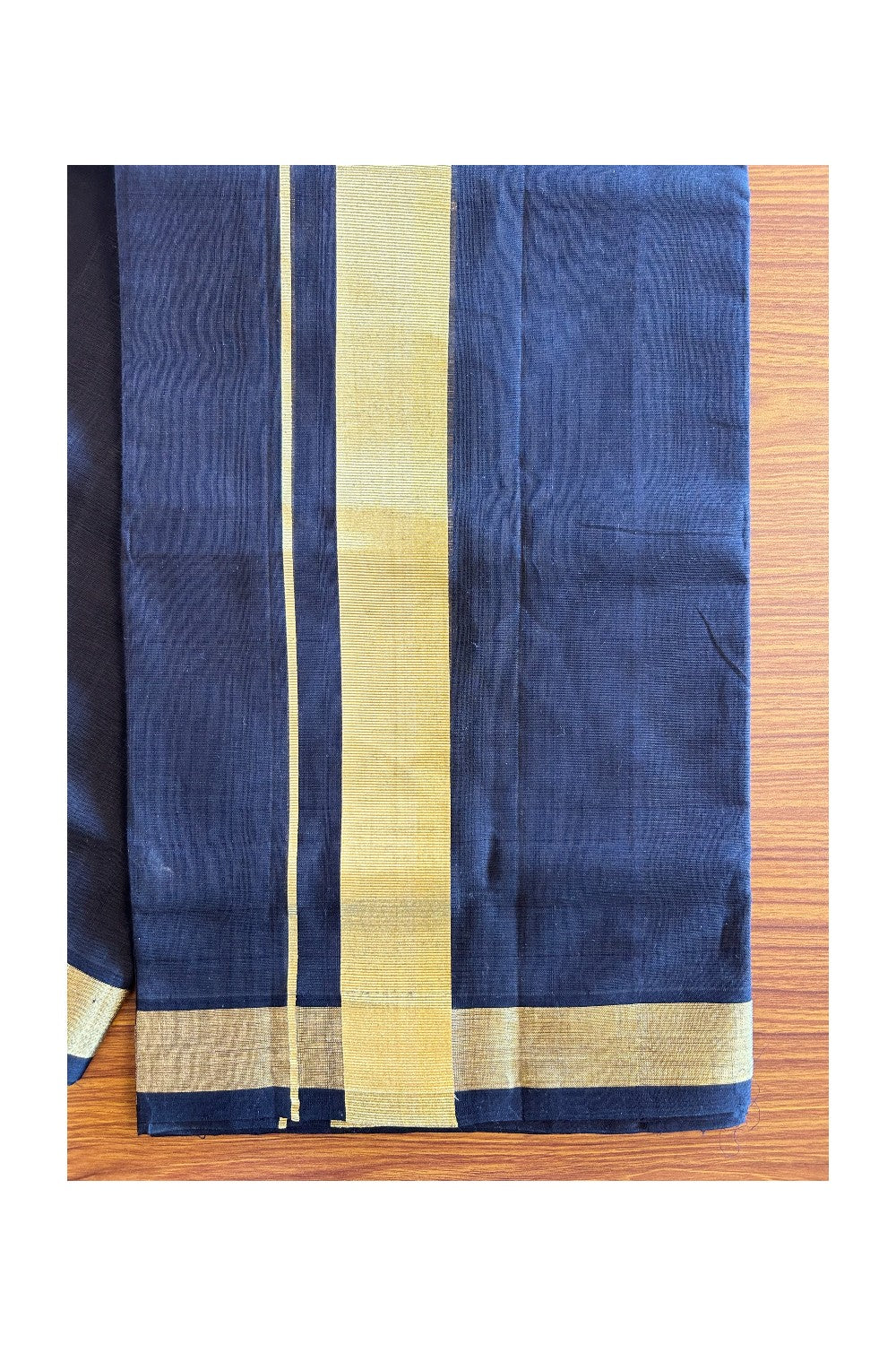 36% Discount! KaithariKada Handloom Unakkupaav Balaramapuram - 100% Cotton Double Mundu/Dhoti - Black colour Body & 1.75 Inch kasavu kara - 1KK5121ABH