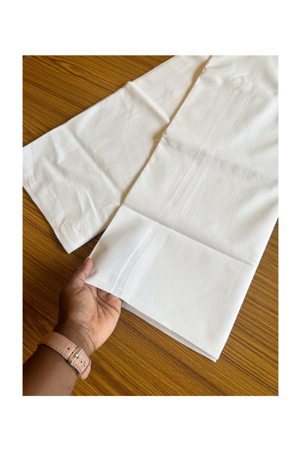 21% DISCOUNT ! KaithariKada Balaramapuram 100%  COTTON SINGLE PURE WHITE Mundu/Dhoti-100X100- 1.25 inch White Kara- 1KK5009ASH