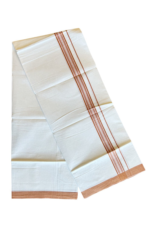 8% Discount ! Kaitharikada Balaramapuram 100% Cotton PURE WHITE SINGLE Mundu/Dothi- 2 inch Orange Striped Kara - 10KK5032GAN