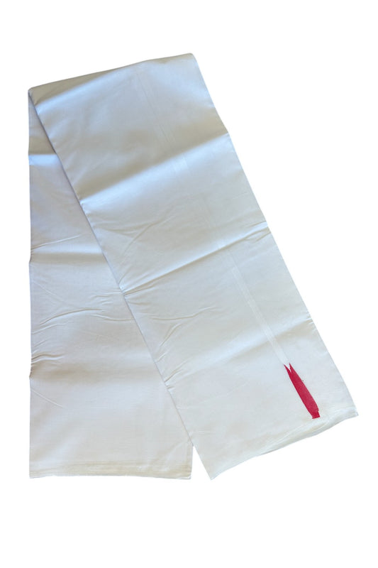 NEW!! KaithariKada Balaramapuram 100% Cotton PURE WHITE Double Mundu/Dhoti-100x100 1.cm  Puliyilakkara Chutty Deep Red Long Kara-206