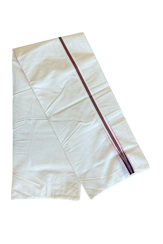 SHORT DHOTI SPECIAL! Kaitharikada.com - 19% Discount! Balaramapuram Double Off white - (Unbleached) Mundu/Dhoti - 100X100 - 1 inch Kara & 45 inches Height  Puliyilakkara Peach pink & Black Striped Chutty Kara - 10KK5120ASH