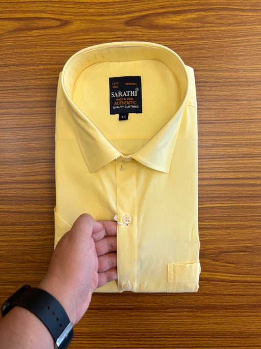 10% Discount ! NEW !! Kaitharikada - 100% Pure Cotton YELLOW COLOUR SARATHI The Authentic Quality Clothing  HALF Sleeve shirt.- 10KK6015SAR