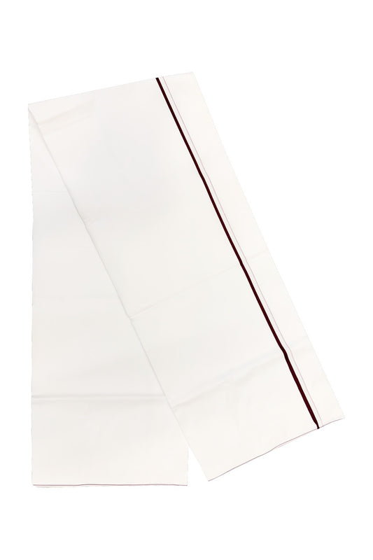 21% OFFER!! KaithariKada WRINKLE FREE Cotton PURE WHITE SINGLE Mundu/Dhoti-40X40 DARK PURPLE 1cm Kara- 10uat