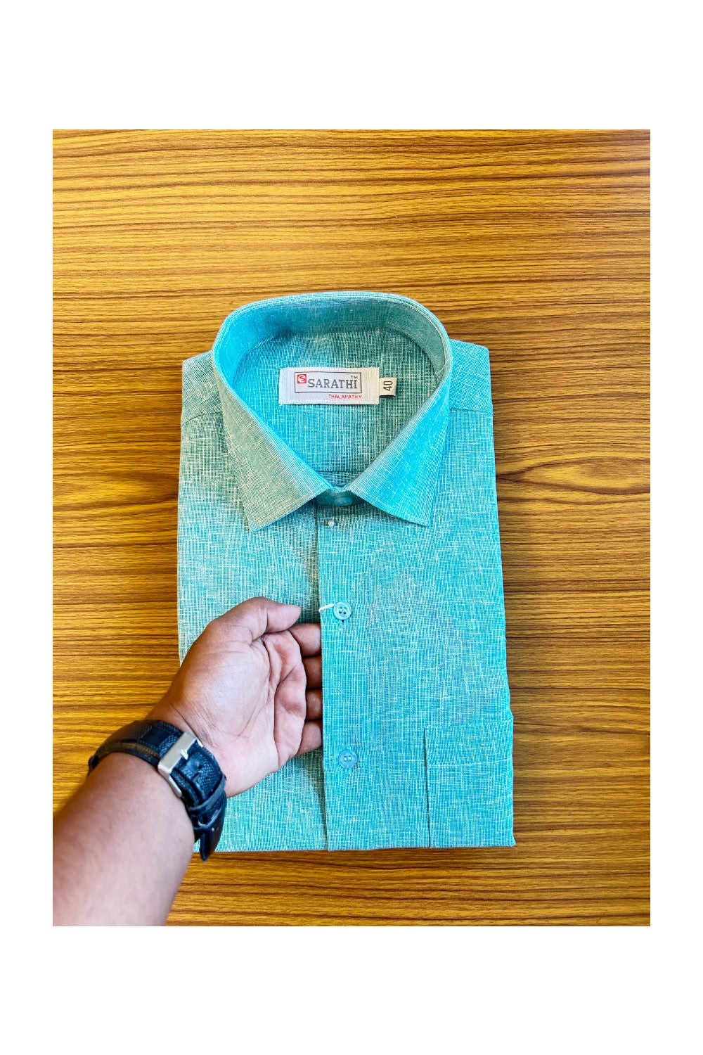 NEW !! Kaitharikada-  Cotton Mix Blue green Sarathi  Full Sleeve Shirt.- 10KK445SAR