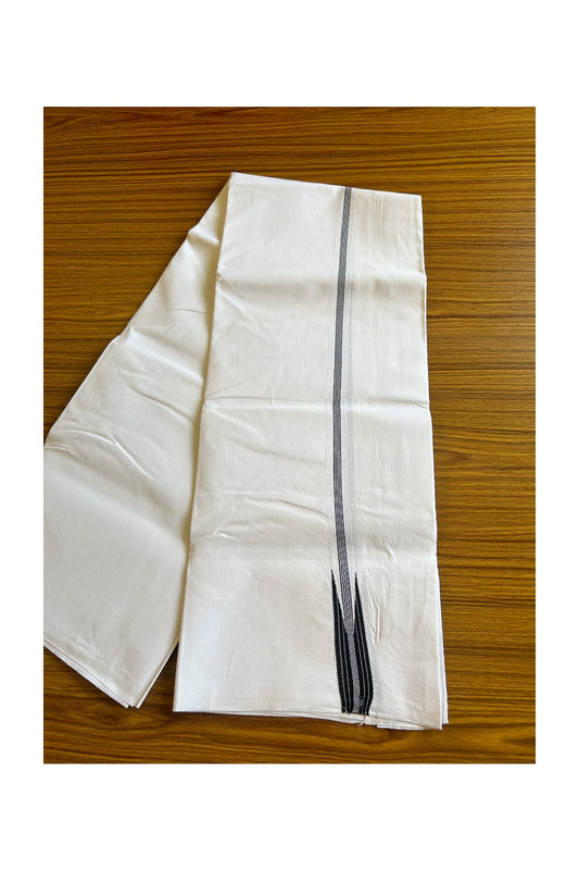 31% DISCOUNT ! KaithariKada Balaramapuram 100%  COTTON SINGLE PURE WHITE Mundu/Dhoti-100X100- 1 Inch  Puliyilakkara Black Striped Chutty- 10KK487KK