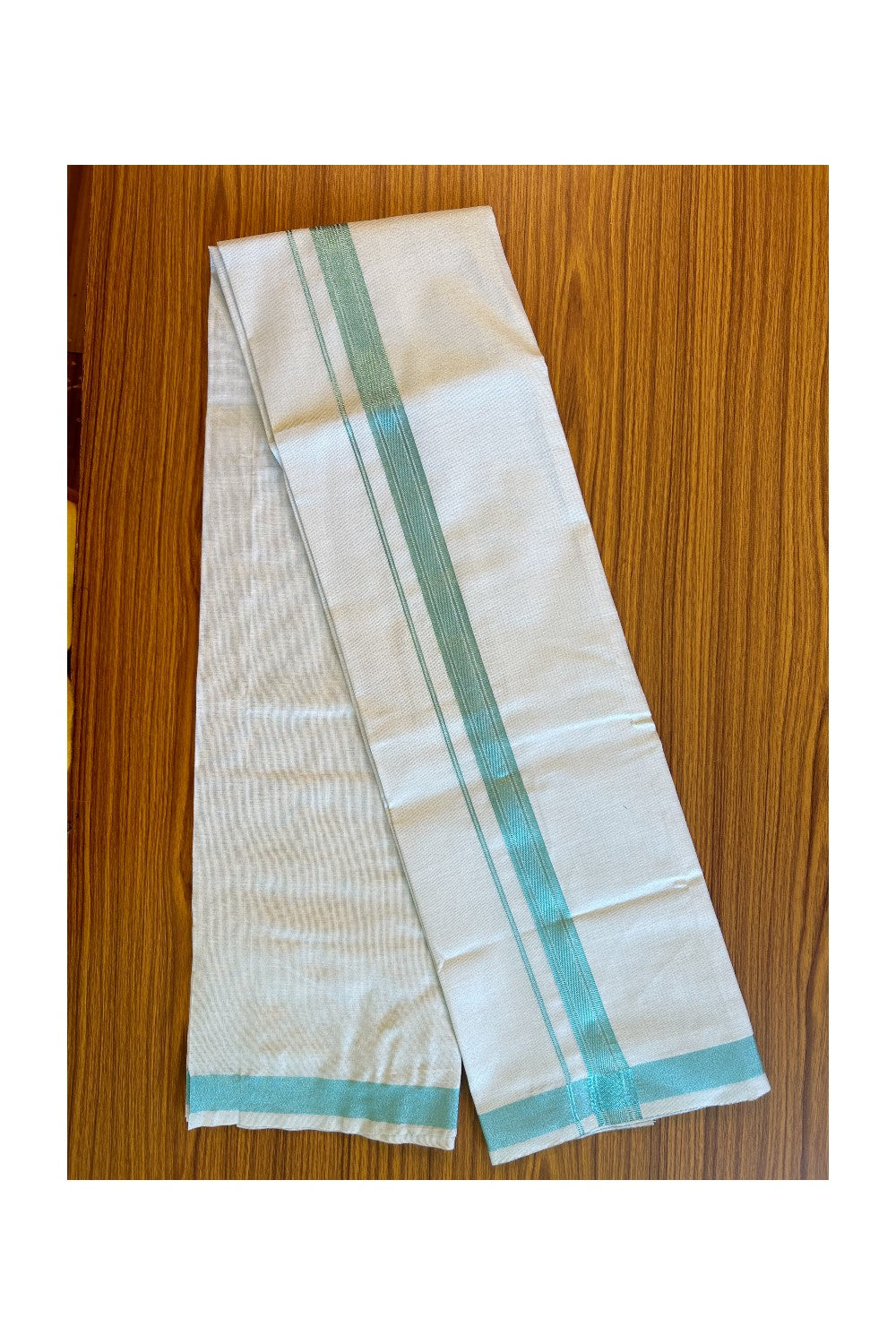 NEW! Kaitharikada Special - Pure Silk Men's Shirt & Dhoti Set - Blue Green Shaded Half Sleeve shirt and Blue Green Shaded Dhothi with Blue Green Kara - 10KK6004SAR.