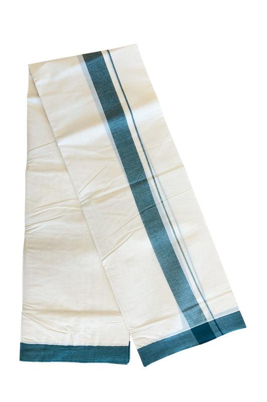 10% DISCOUNT! KaithariKada Balaramapuram 100% Cotton Double Off white - (Unbleached) - Mundu/Dhoti-100X100- 2.25 inch Green Kara- 38.