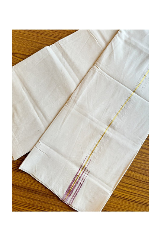 28% DISCOUNT ! KaithariKada Balaramapuram 100%  COTTON SINGLE OFF WHITE Mundu/Dhoti-100X100-  0.25 cm double Red Chutty- 11KK400ASH