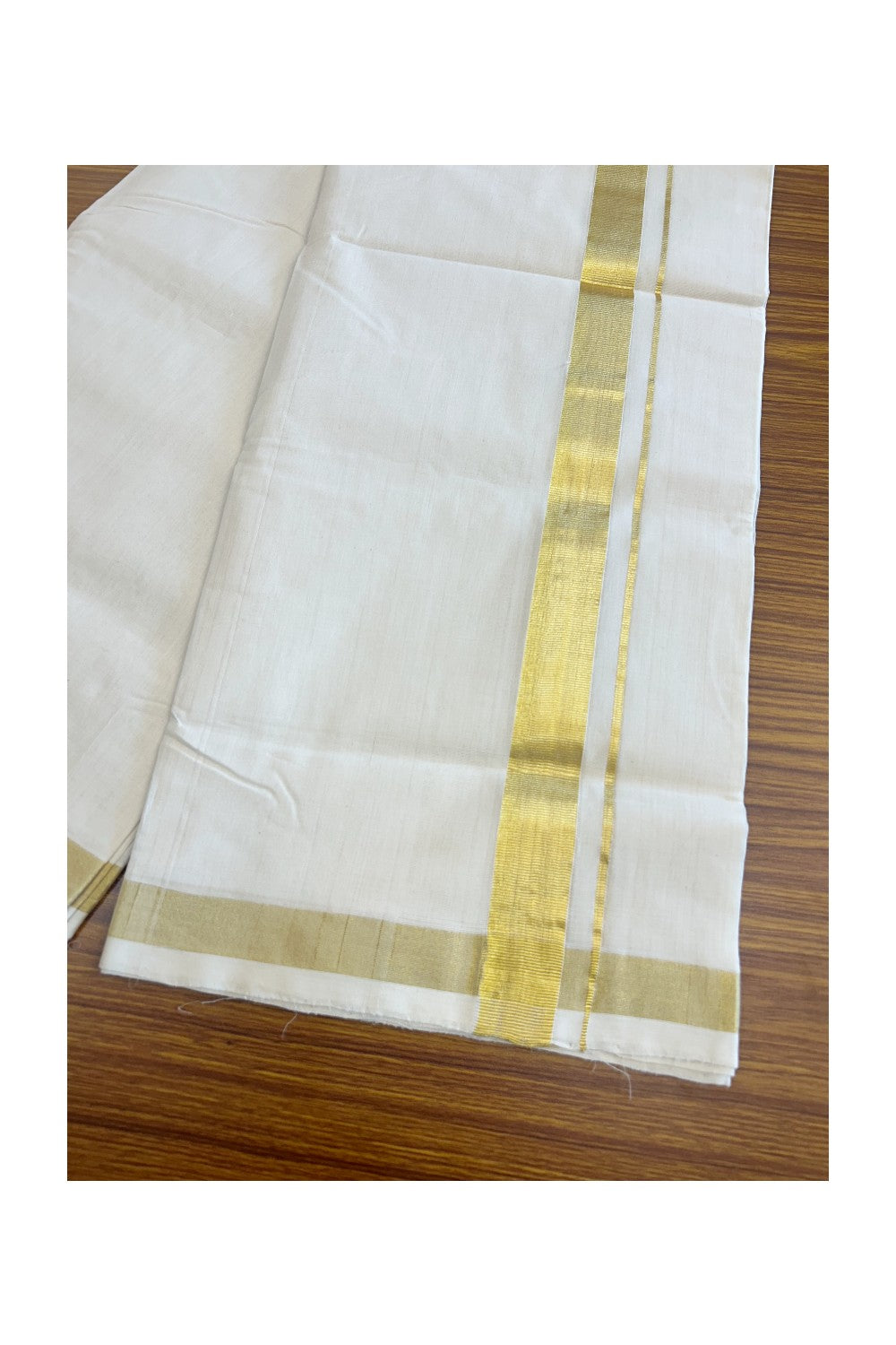 15% DISCOUNT! KaithariKada HANDLOOM Unakkupaav Balaramapuram - 100% PURE Cotton Double Mundu/Dhoti - 1.75inch Kasavu-138