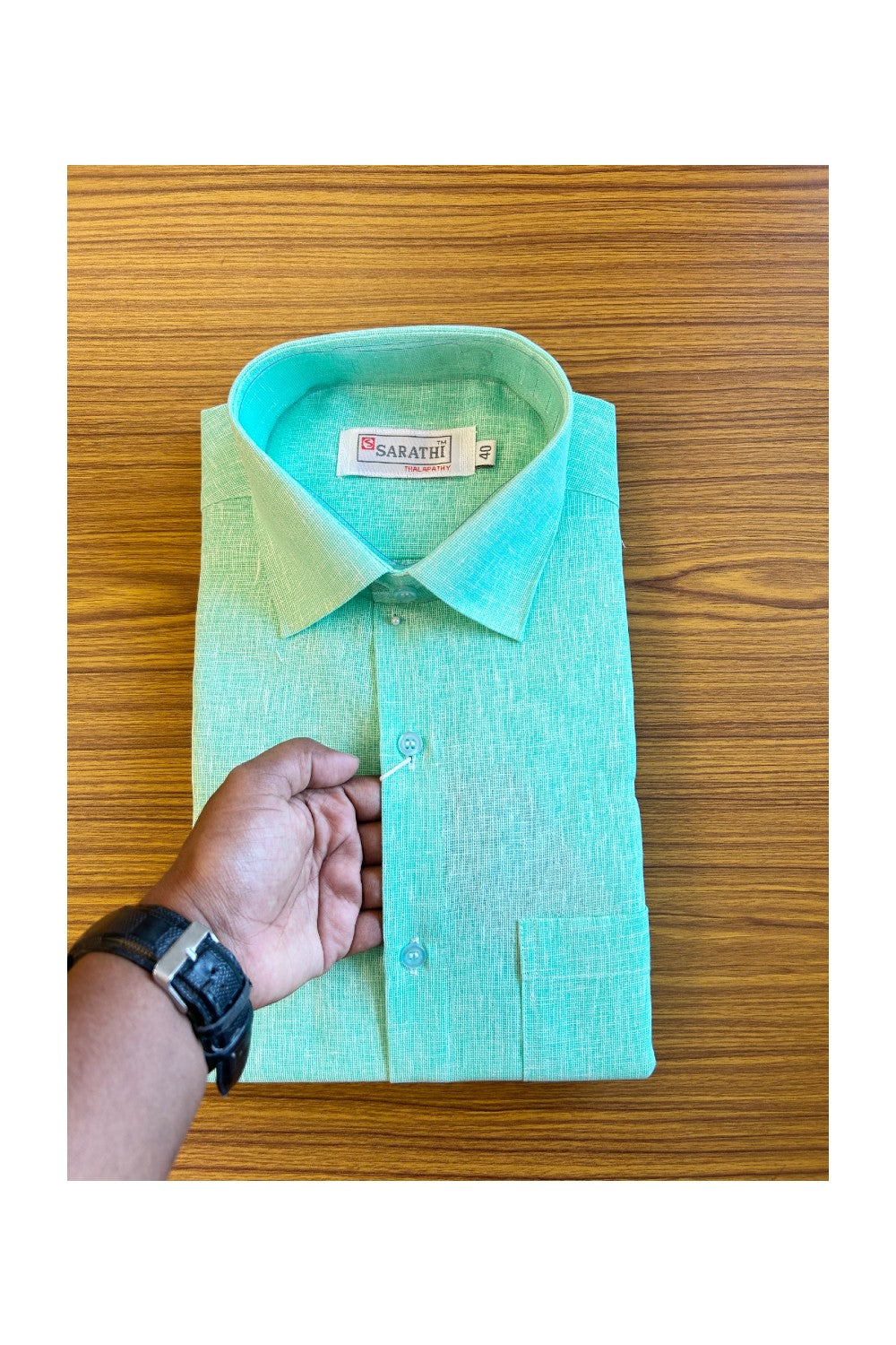 NEW !! Kaitharikada-  Cotton Mix Green Sarathi  Full Sleeve Shirt.- 12KK445SAR