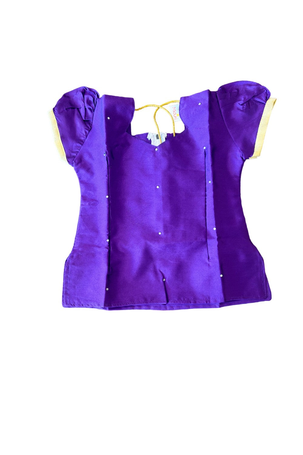 Midukki-Traditional South Indian Kids Pattu Pavada- Violet top tissue skirt with frill bottom - Age 5 - KK5MID0012