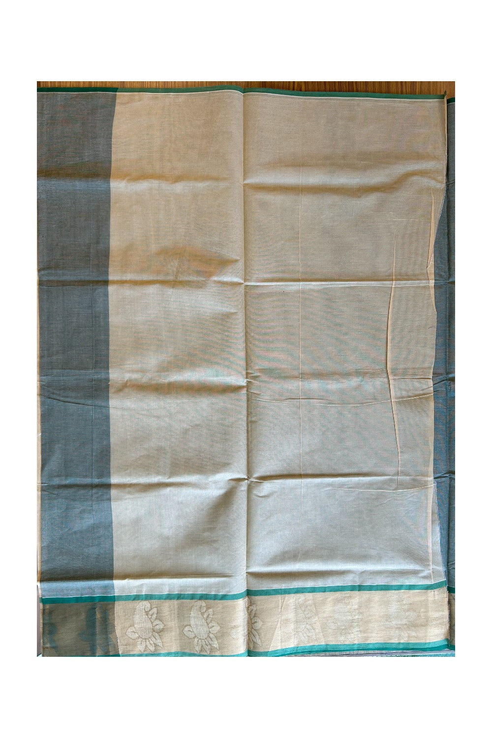 KaithariKada- Balaramapuram Saree - 100% PURE Cotton Silk -Sage Green, Green & Cream Design -12KK1005PAN.