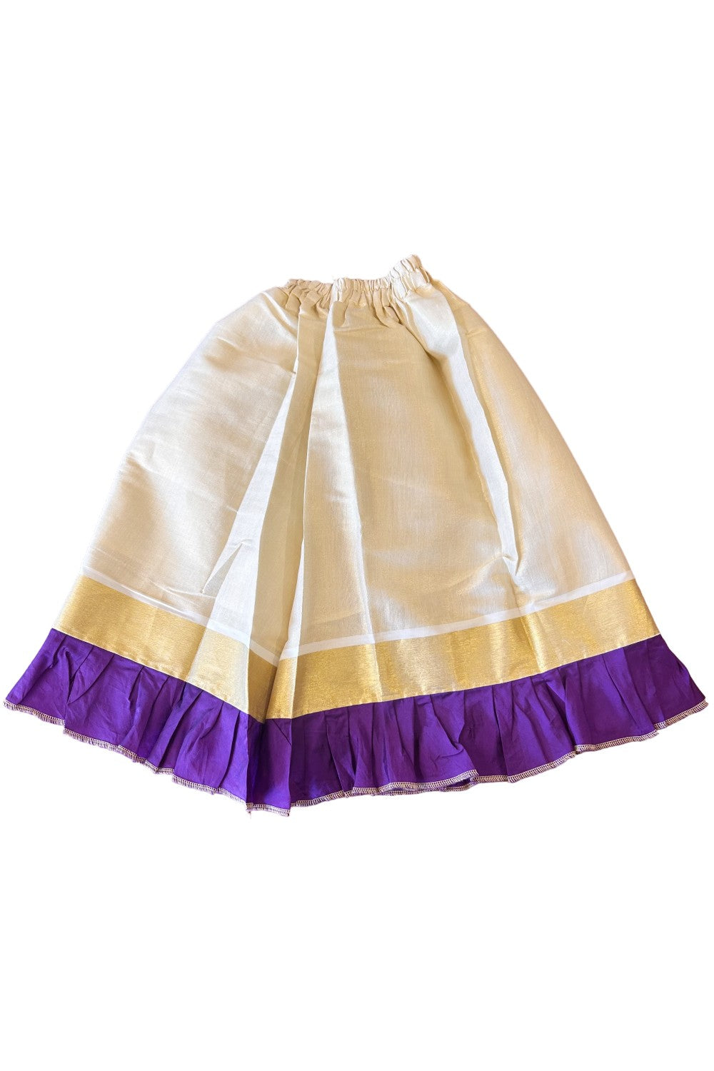 Midukki-Traditional South Indian Kids Pattu Pavada- Violet top tissue skirt with frill bottom - Age 5 - KK5MID0012