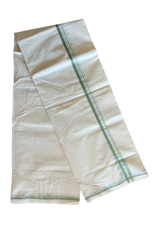 28% Discount KaithariKada Balaramapuram 100% Cotton Double Off white - (Unbleached) - Mundu/Dhoti- 100x100 - 0.25 inch Chutty Puliyilakkara Light Green Kara - 13KK5063KK