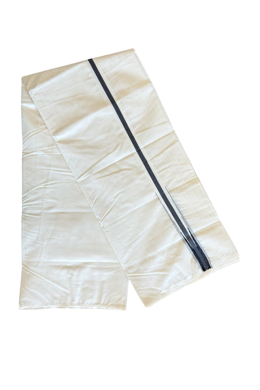 SHORT DHOTI SPECIAL! Kaitharikada.com - 19% Discount! Balaramapuram Double Off white - (Unbleached) Mundu/Dhoti - 100X100 - 1 inch Kara & 45 inches Height  Puliyilakkara Dark Ash & Black Striped Chutty Kara - 12KK5120ASH