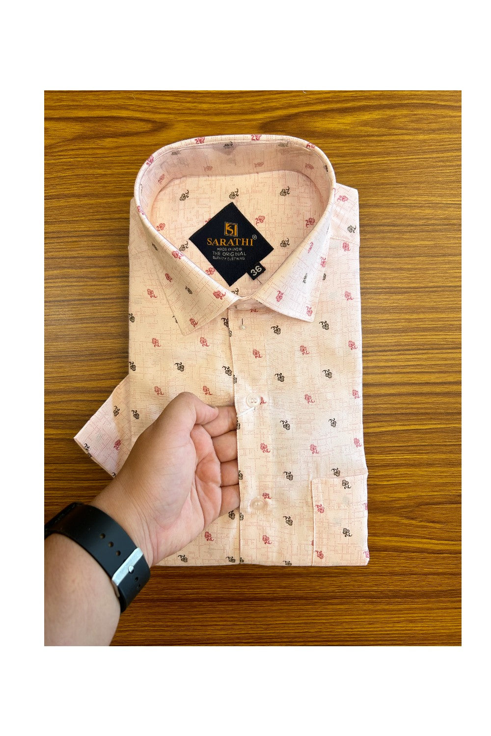 10% Discount ! NEW !! Kaitharikada - 100% Pure Cotton MULTI COLOUR  BABY PINK & BROWN Design SARATHI The Original Quality Clothing Half Sleeve shirt.- 13KK6017SAR