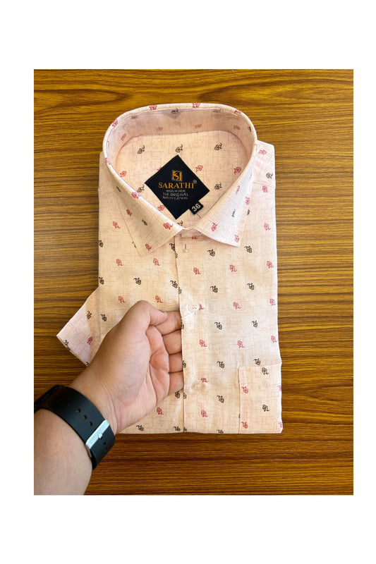 10% Discount ! NEW !! Kaitharikada - 100% Pure Cotton MULTI COLOUR  BABY PINK & BROWN Design SARATHI The Original Quality Clothing Half Sleeve shirt.- 13KK6017SAR