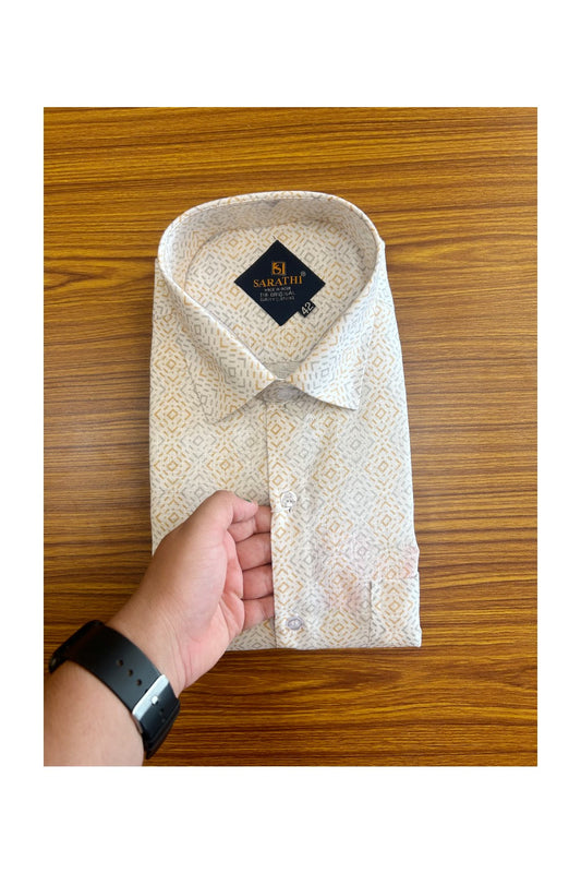 10% Discount !NEW !! Kaitharikada - 100% Pure Cotton MULTI COLOUR WHITE WITH Cream & Ash Design SARATHI The Original Quality Clothing FULL Sleeve shirt.- 13KKW6009SAR