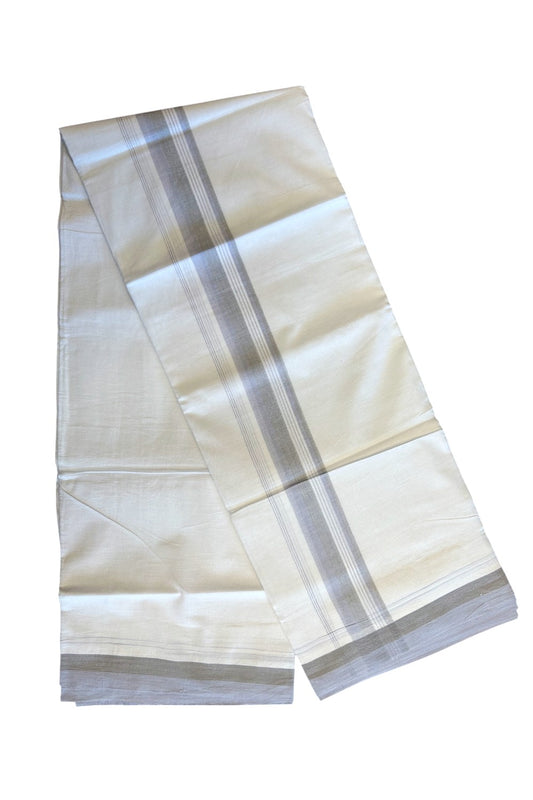 21% DISCOUNT!! Kaitharikada Balaramapuram 100% Cotton Ultra WHITE Double Mundu/Dothi-100x80  2.5 Inch Cadet Blue & Sky Blue Striped Cotton Kara - 14KK5067KK