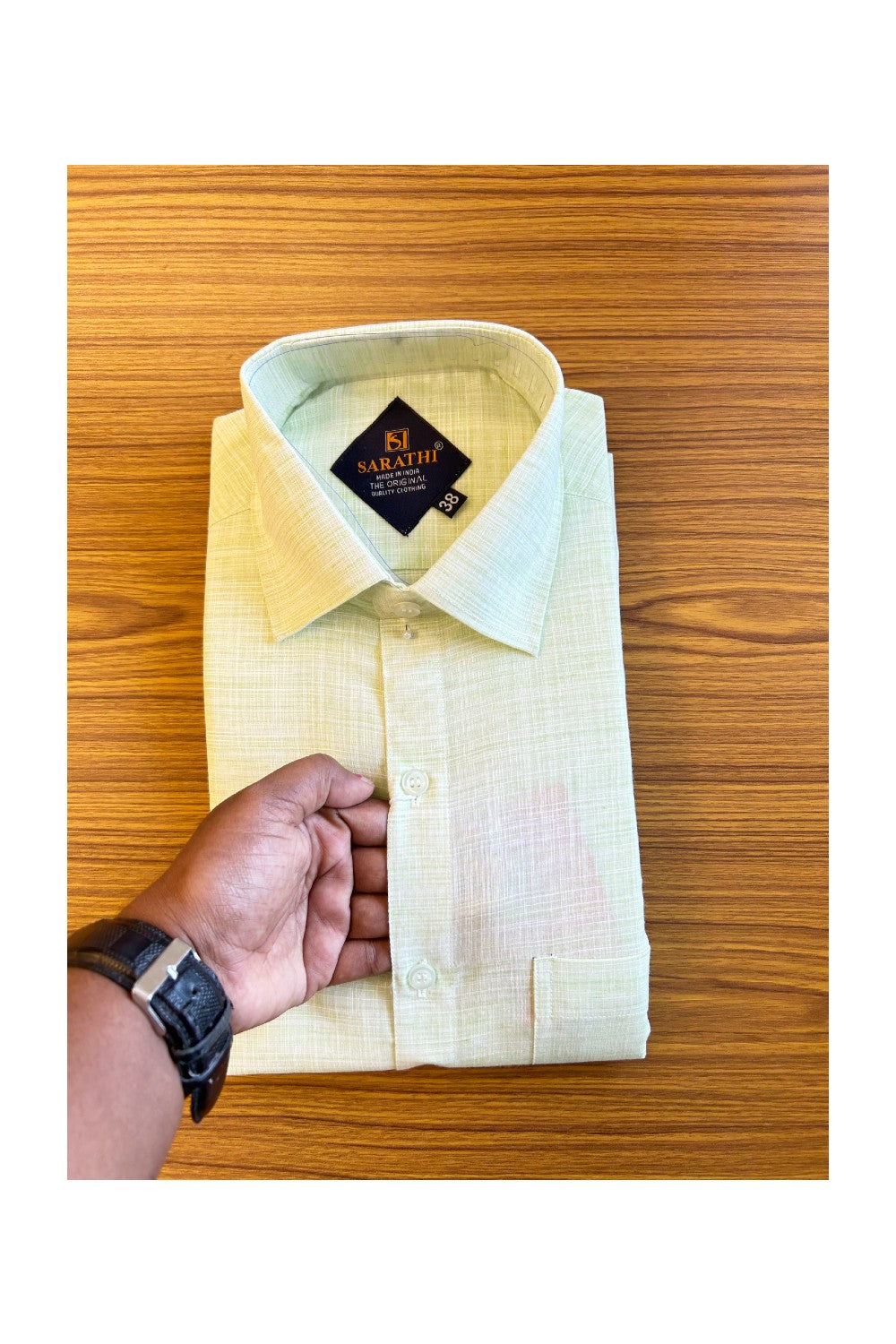 NEW !! Kaitharikada- 100% Pure Cotton  Light Yellow Striped Sarathi The Orginal Quality Clothing  Full Sleeve Shirt.- 14KK445SAR