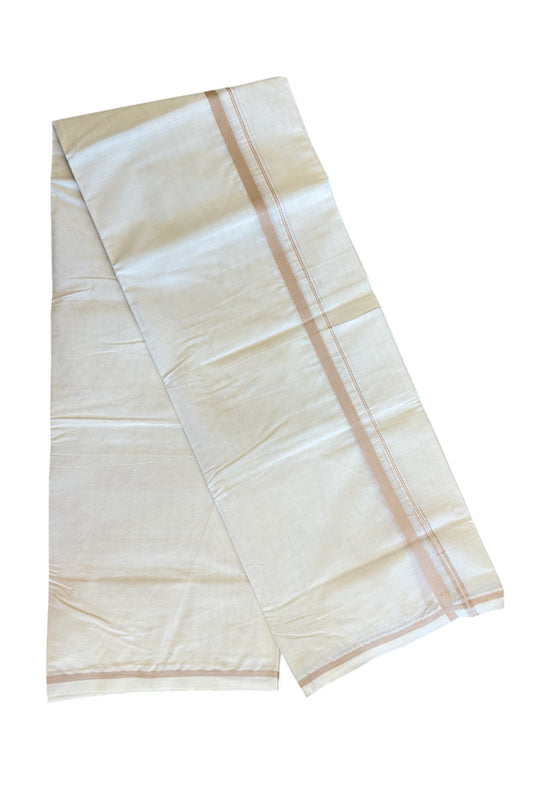 28% DISCOUNT! KaithariKada Balaramapuram 100% Cotton Double Off white - (Unbleached) - Mundu/Dhoti-100x100 - 1.cm Chutty Puliyilakkara Light Brown Kara - 92