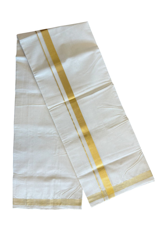 15% DISCOUNT! KaithariKada HANDLOOM Millpaav Balaramapuram - 100% PURE Cotton Off White -  Double Mundu/Dhoti -1.75 inch  KASAVU  KARA -4