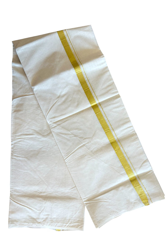 39% DISCOUNT! KaithariKada Balaramapuram 100% Cotton Double Off white - (Unbleached) - Mundu/Dhoti - 100x80 - 1 inch Kasavu Kara - 15KK5063KK