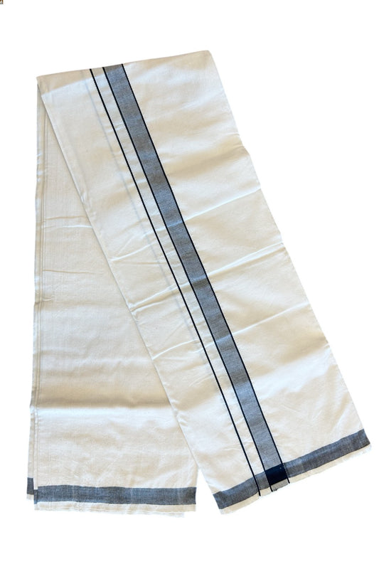 21% Discount!!! KaithariKada 100% Cotton Balaramapuram HANDLOOM off white (Unbleached) Single Mundu/Dhoti - 1.75 inch Black Kara-8