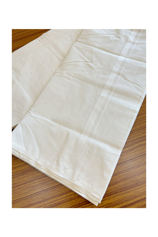 19% OFFER! KaithariKada Balaramapuram 100% Cotton Double Off white - (Unbleached) - Mundu/Dhoti-100x80 THICK- 1 inch White Kara - 10KK5120ASH