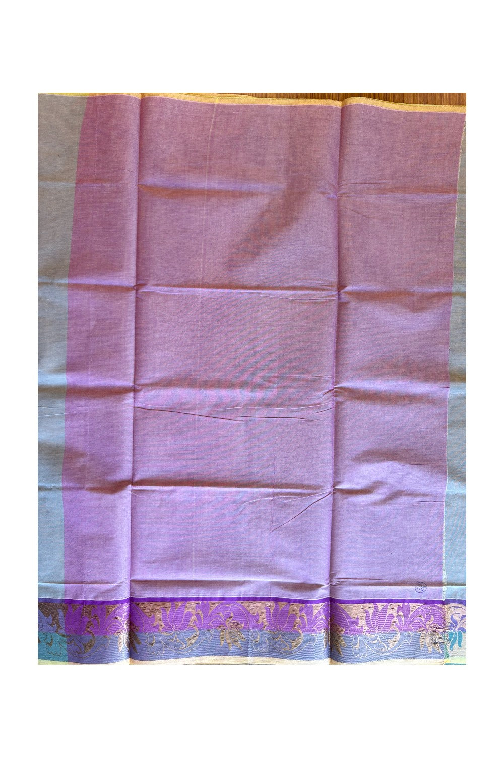 KaithariKada- Balaramapuram Saree - 100% PURE Cotton Silk - Light Sage Green Rose Pink & Violet. Flower Design -16KK1005PAN.