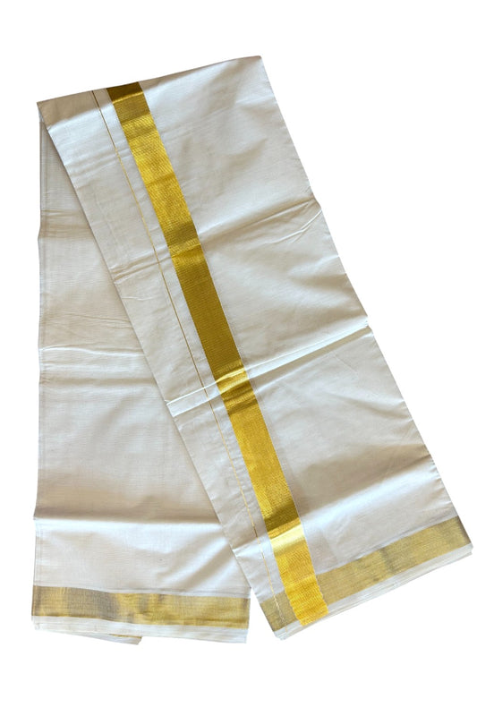 14% DISCOUNT! KaithariKada Balaramapuram 100% Cotton Double Off white - (Unbleached) - Mundu/Dhoti- 90x80 - 2 inch Kasavu Kara - 17KK5063KK