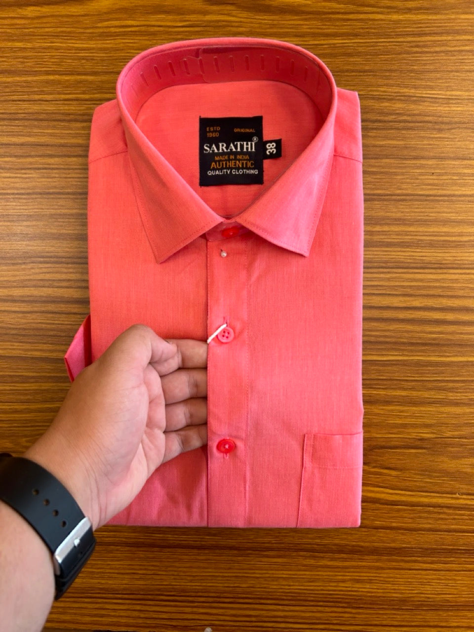 10% Discount ! NEW !! Kaitharikada - 100% Pure Cotton REDISH PINK COLOUR SARATHI The Authentic Quality Clothing  HALF Sleeve shirt.- 17KK6015SAR