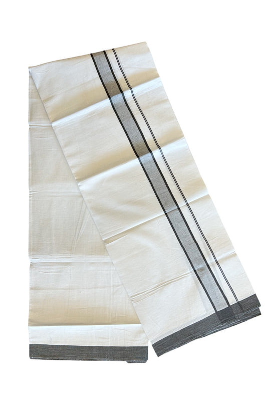 8% Discount ! Kaitharikada Balaramapuram 100% Cotton PURE WHITE SINGLE Mundu/Dothi- 2 inch Dark Sage Green Kara - 18KK5032GAN